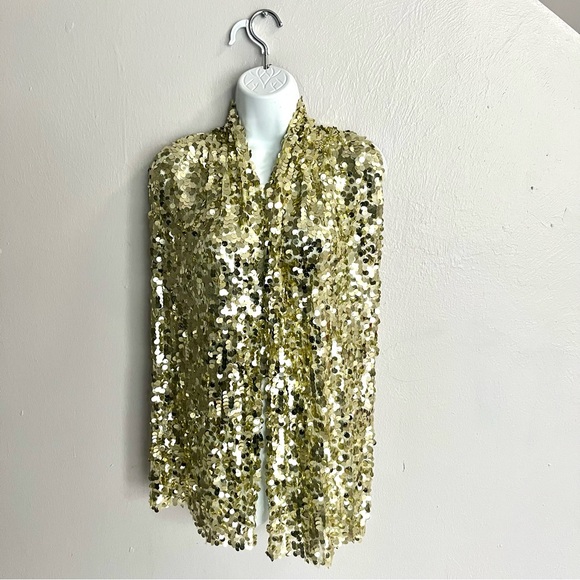 Gold Sequin Embellished Scarf Shawl Wrap - Picture 2 of 10